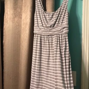 Grey Striped Faded Glory Dress L (12-14)